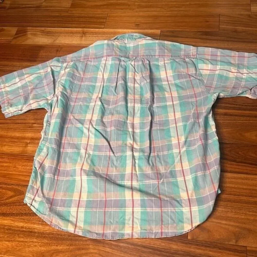 LEVIS authentic madras pastel plaid button up shirt short sleeve casual‎ eastern